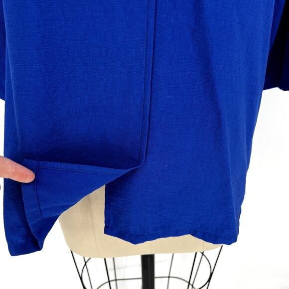 Niche Relaxed Fit V-Neck Exposed Seam Lagenlook Top Large Cobalt Blue - Picture 4 of 9
